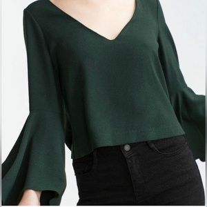 Zara Cropped Bell Sleeve Blouse
